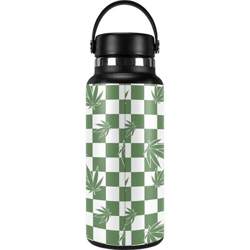 Marijuana Green Checkered Hydro Flask 32oz Wide Mouth Skin